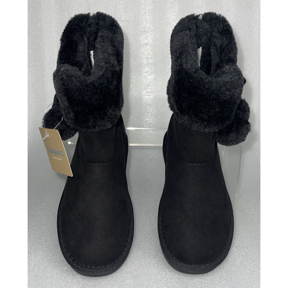 Thereabouts Willa Flat Heel Black Winter Boots Faux Fur Girls Size 12 NEW - Picture 5 of 16